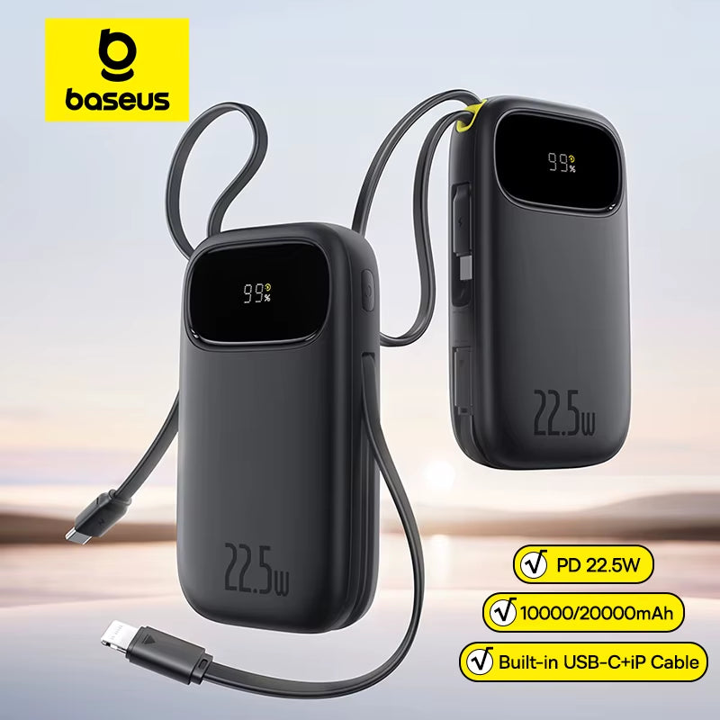 10000mAh 20000mAh Power Bank 22.5W Fast Charging Built-in USB-C Lightning Cable